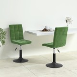 VidaXL Scaune de bucătărie pivotante, 2 buc., verde &icirc;nchis, catifea