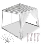 Cort pavilion usor de montat, cu plasa de tantari, alb-verde, 2,4X2,4m