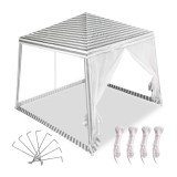 Cort pavilion usor de montat, cu plasa de tantari, alb-verde, 2,4X2,4m