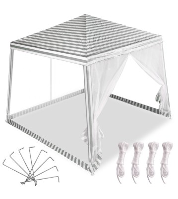 Cort pavilion usor de montat, cu plasa de tantari, alb-verde, 2,4X2,4m foto