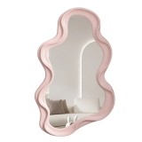 Oglinda de Perete, Decorativa, pentru Baie, Dormitor, Sufragerie, Model Minimalist in Forma de Nor, 41x26 cm, Roz