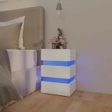 vidaXL Dulap noptieră cu LED, alb, 45x35x67 cm, lemn prelucrat