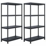 vidaXL Rafturi de depozitare, 2 buc. negru, 60 x 30 x 138 cm plastic