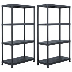 vidaXL Rafturi de depozitare, 2 buc. negru, 60 x 30 x 138 cm plastic