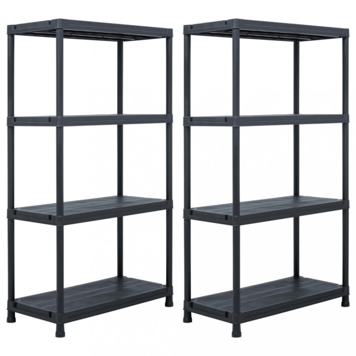 Gossi rafturi de depozitare, 2 buc. negru, 60 x 30 x 138 cm plastic