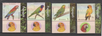 ROMANIA 2023 PAPAGALI Serie 4 valori cu tabs LP.2427 MNH** foto