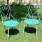 Scaune metalice de gradina cu spatar, model vintage romanesc, berarie anii 70