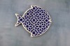 Platou Ceramică Pește Albastru Alb Tradizan 21x19cm | Decorativ, Servire, Tocător, Suport Termic, Handmade, Cadou Original