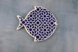 Platou tip pește din ceramica | albastru alb