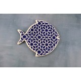 Platou tip pește din ceramica | albastru alb