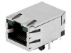 Conector RJ45 Ecranat Amphenol cu LED, 8 Pini, Transformator de Separare, Unghi 90 Grade THT