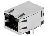 Soclu RJ45 ecranat cu LED 8p8c THT