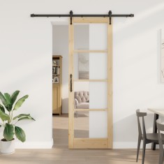 Set Ușă Glisantă vidaXL cu Hardware 78x232 cm Lemn Masiv de Pin foto