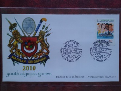 2010-Franta-J.O.Singapoure-F.D.C.-MNH foto