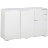 HOMCOM Bufet Comodă Antric, 2 Sertare, Push-Click, 117 cm x 36 cm x 74 cm, Alb | Aosom Romania