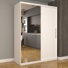 Dulap Dormitor Nova Eco 150 cm x 200 cm, cu oglinda, alb cu usi glisante albe