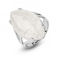 Inel Cristal de St&acirc;ncă, piatra mare 2.7 cm forma marquise, placat cu rodiu, reglabil