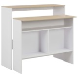 Masa Bar Gossi, 130x40x120 cm, Alb &amp; Stejar, Lemn, Living/Bucatarie