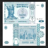 MOLDOVA 5 LEI 2013 , UNC , P - 9g , necirculata
