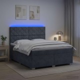 Cumpara ieftin Pat boxspring cu saltea Gri inchis 160 x 200 cm Catifea