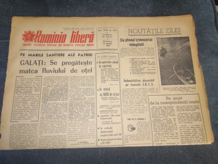 ZIARUL ROMANIA LIBERA 28 MARTIE 1965 RAZBOI VIETNAM