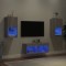 vidaXL Comode TV de perete cu lumini LED, 4 piese, gri sonoma