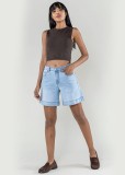 Blugi scurti albastru deschisi cu talie inalta P621-6 M7