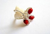 inel cu fluturas din sidef si howlite rosu 20590