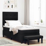 VidaXL Pat cu arcuri cu saltea cu headboard Negru 80 x 200 cm țesătură 3344025