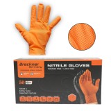 Manusi din nitril portocalii nepudrate cu textura diamond grip, marimea M 50 buc/cutie Breckner Germany