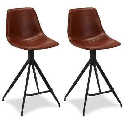 Set of 2 Light Brown Bar Chairs Isabel foto