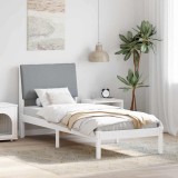 VidaXL Cadru de pat Alb și gri deschis 75 x 190 cm Lemn masiv de pin 878793