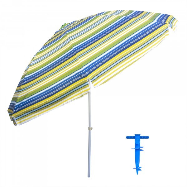 Pachet Umbrela protectie solara 3m + suport tip burghiu albastru Zilan ZTS8490_1
