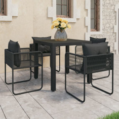 vidaXL Set mobilier masă de grădină, 5 piese, negru, ratan PVC foto