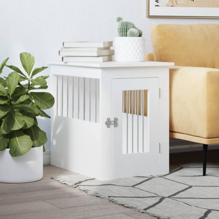 vidaXL Mobilier tip ladă pentru c&acirc;ini, alb, 45x62x59 cm lemn prelucrat