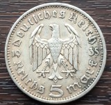 (A774) MONEDA DIN ARGINT GERMANIA - 5 MARK 1935, LIT. F, PAUL VON HINDENBURG, Europa