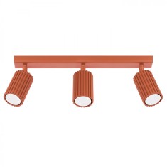 Lampă De Tavan Karbon Ocru Roșu Aluminiu Cu 3 Becuri Tub Minimalist De Interior.