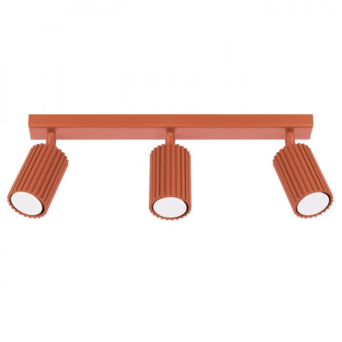 Lampă De Tavan Karbon Ocru Roșu Aluminiu Cu 3 Becuri Tub Minimalist De Interior.