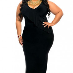 Z511-1 Rochie plus size accesorizata cu volanas pe o parte