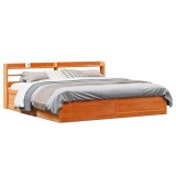 Cumpara ieftin Cadru de pat cu tăblie, maro ceruit, 180x200 cm, lemn masiv pin