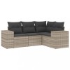 Set canapea de gradina cu perne, 4 piese, gri deschis poliratan