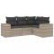 Set canapea de gradina cu perne, 4 piese, gri deschis poliratan