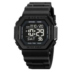 Ceas Digital Barbati SKMEI 1988 , Afisaj LED, Carcasa Irregulara, Functii Multiple, Rezistenta 5ATM, Curea PU