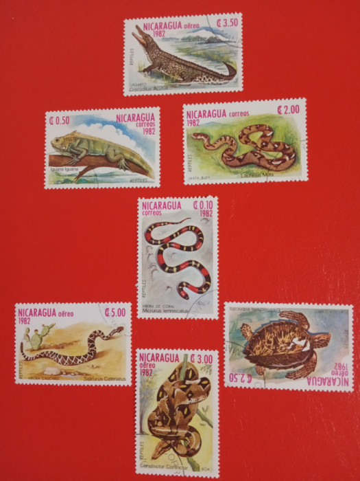 NICARAGUA, REPTILE - SERIE COMPLETĂ ŞTAMPILATĂ