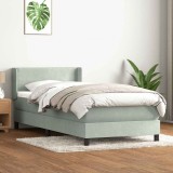 vidaXL Pat box spring cu saltea, gri deschis, 80x220 cm, catifea 3318051