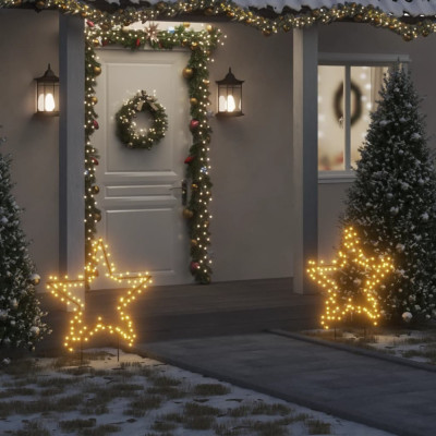 vidaXL Decorațiune stea cu lumini de Crăciun cu țăruși, 115 LED, 85 cm foto