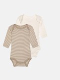 Set 2 body-uri pentru bebelusi NAME IT NBNBODY, alb bej, varsta 4-6 luni, marime 68 - OUTLET
