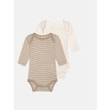 Set 2 body-uri pentru bebelusi NAME IT NBNBODY, alb bej, varsta 4-6 luni, marime 68 - OUTLET