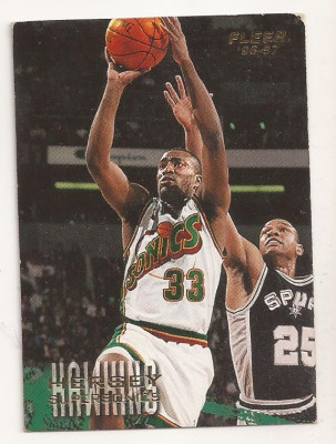 Cartonas baschet NBA Fleer 1996-1997 - nr 101 Hersey Hawkins - Sonics foto