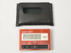 Ceas electronic quartz de buzunar OMRON LQ-11R Quartz old electronic pocket watch + carry case